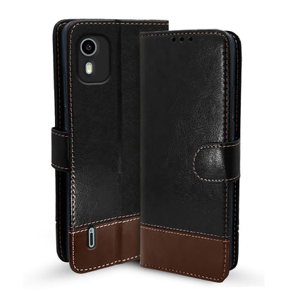 Black & brown flip cover for Nokia C12/C12 Pro – Pikkme