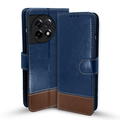 Pikkme blue & brown Magnetic flip case for OnePlus 11R 5G