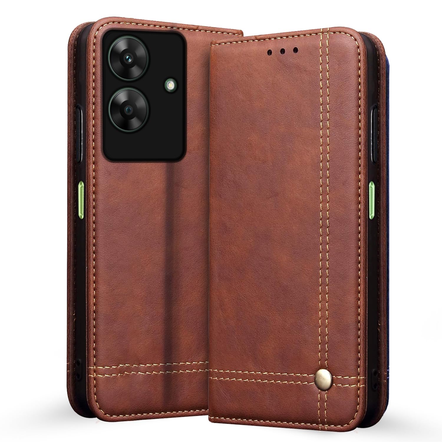 Realme C61/Narzo N61 flip case in brown by Pikkme