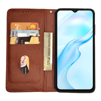 Pikkme Vivo Y21 2021 Premium Leather Magnetic Flip Cover (Brown)