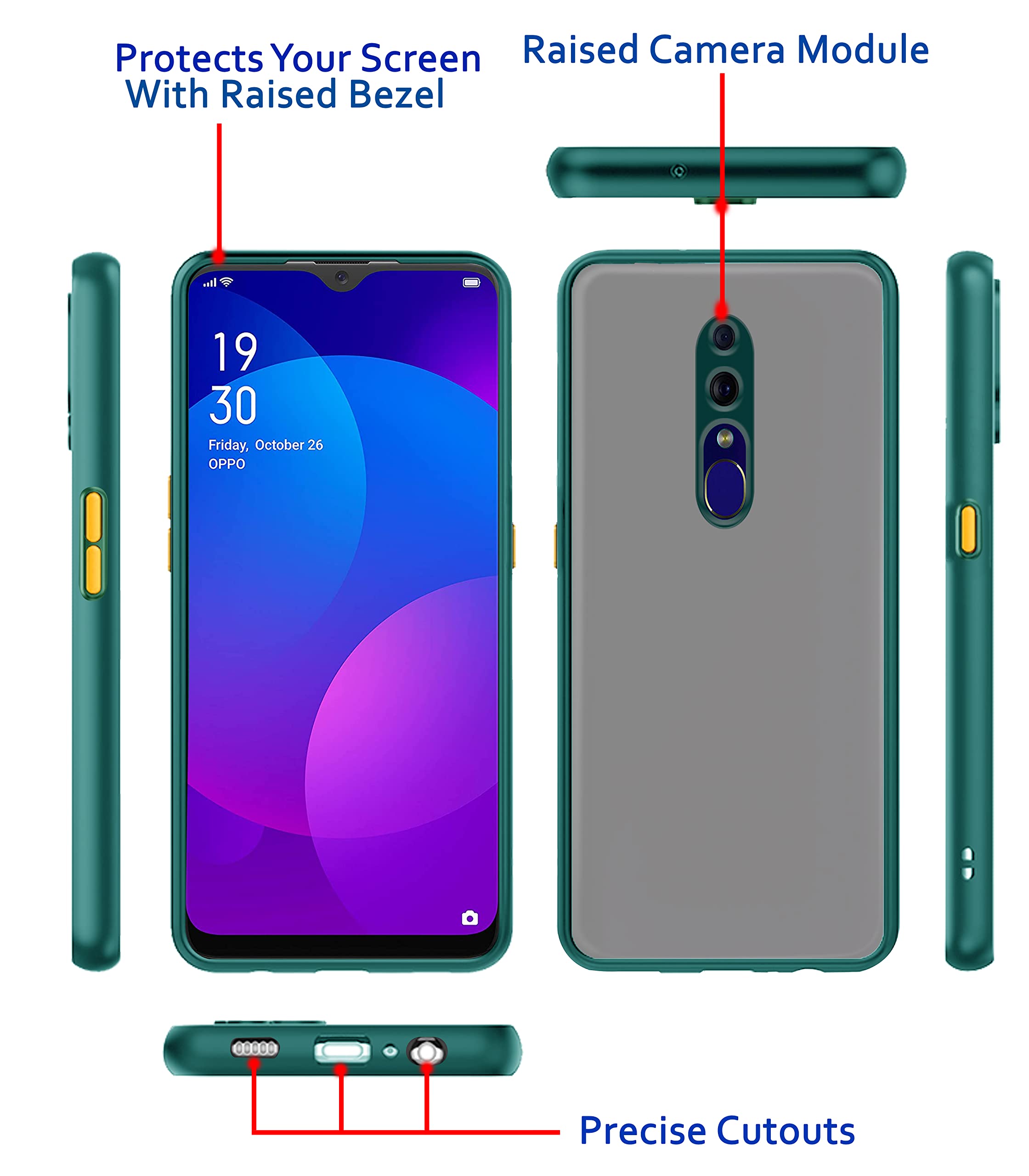 Oppo f11 Hybrid back cover in green by Pikkme – photo 3