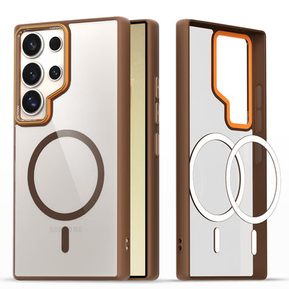 Samsung S24 Ultra 5G MagSafe mobile back cover in brown mag-safe by Pikkme