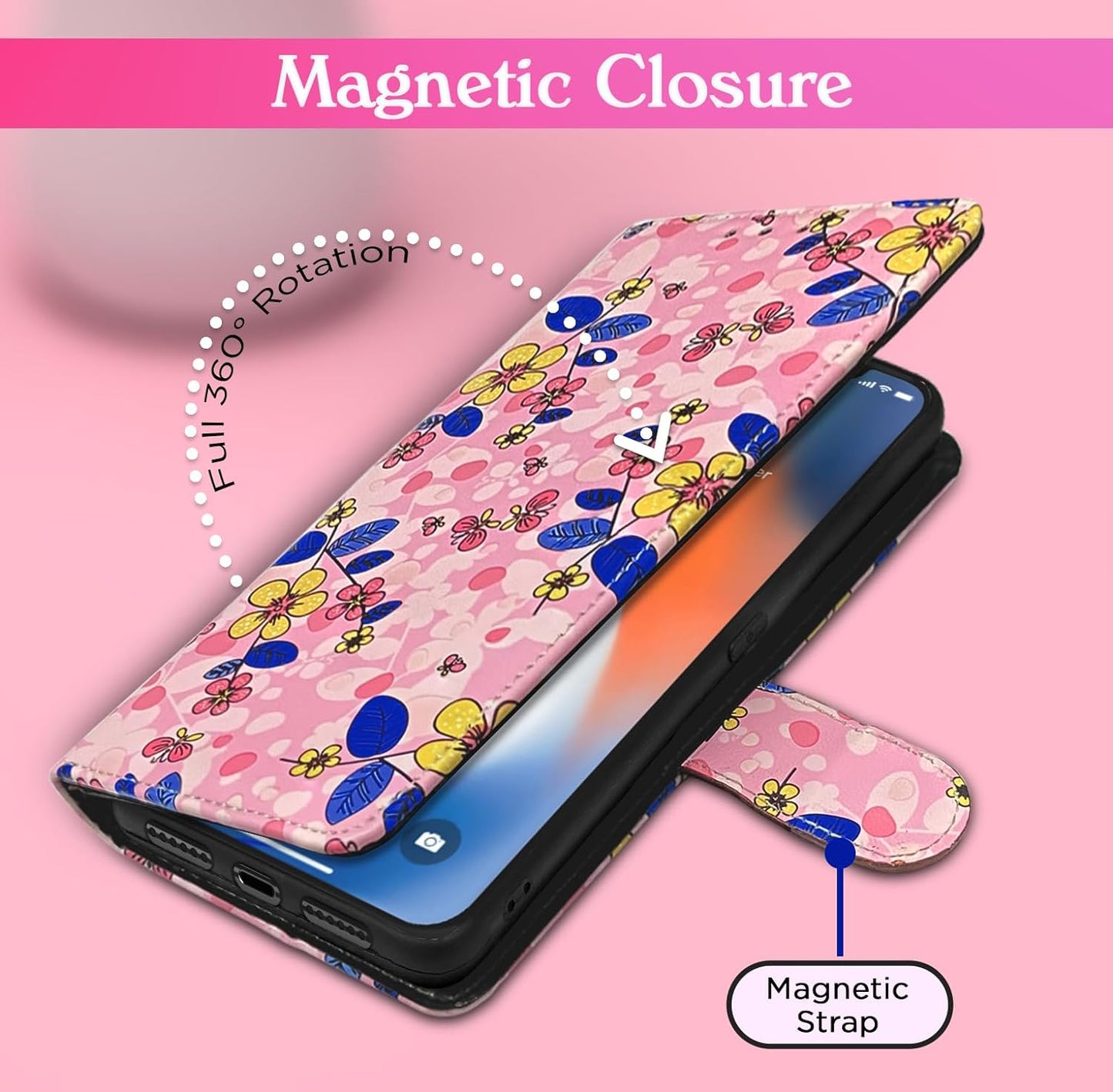 Pikkme iPhone X Flower Flip Cover (Pink)