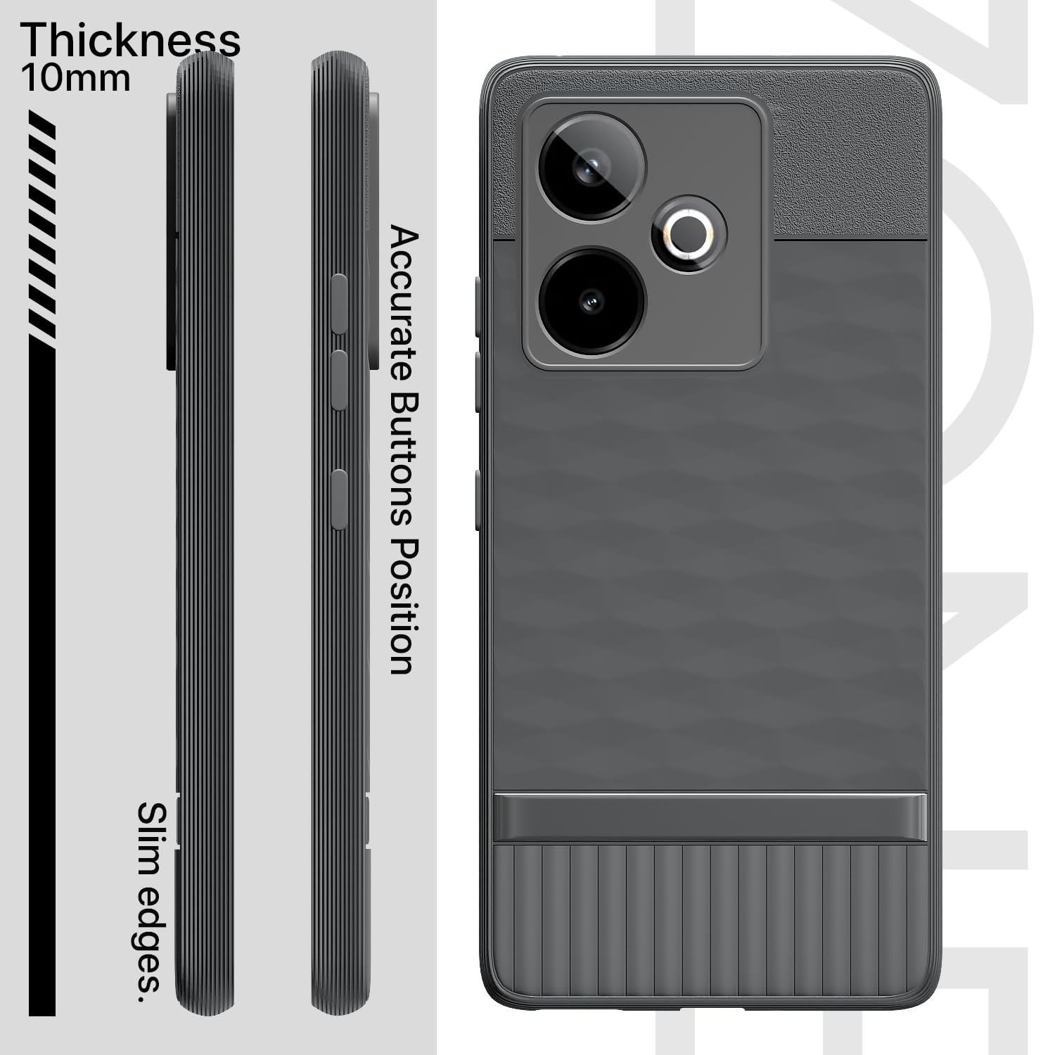 Pikkme Realme GT 7 5G / GT 7T 5G Shockproof Soft Flexible Gencase Back Cover (Grey)