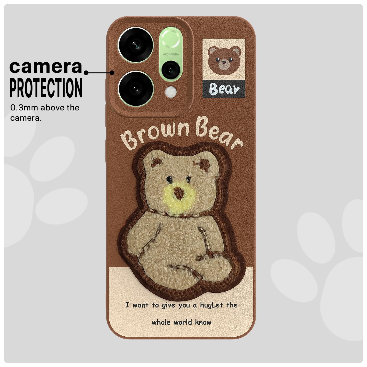 Pikkme Oppo Reno 14 5G Plush Patch brown back cover – photo 6