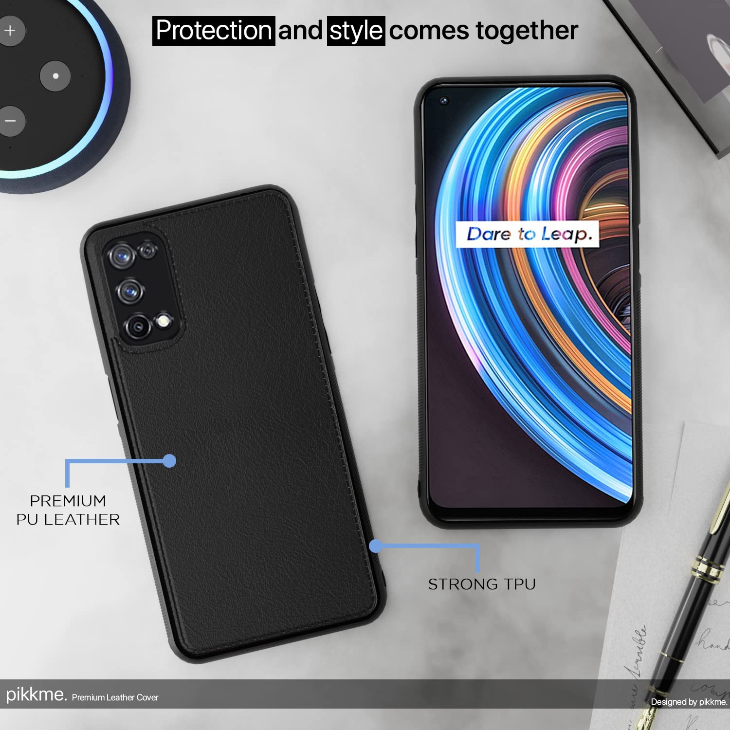 Pikkme Realme X7 5G Leather black back cover – photo 5