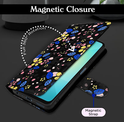 Black flower wallet flip cover for Samsung A06 – Pikkme – photo 6