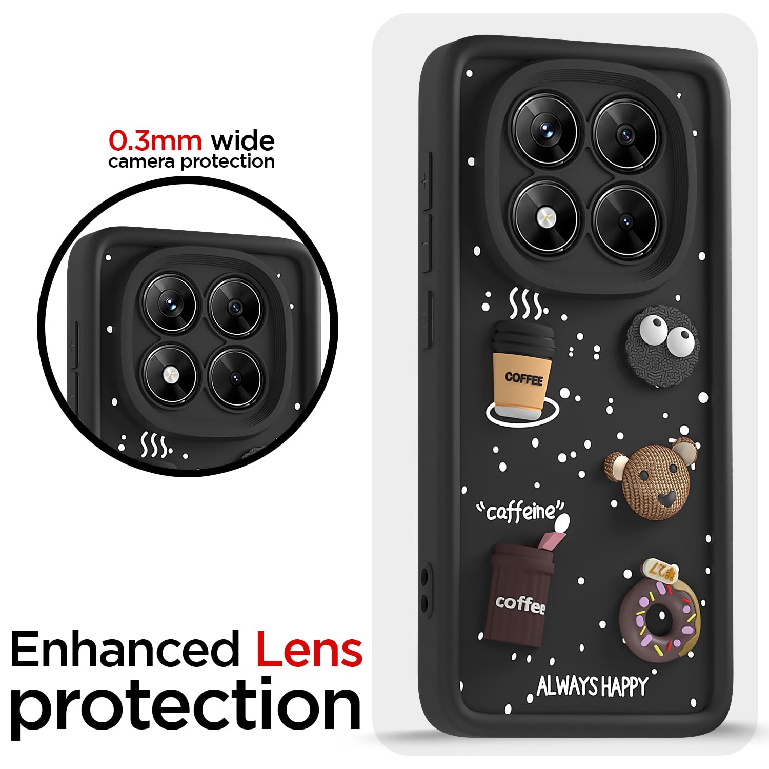 Black phone cover for Redmi Note 14 Pro 5G/3D – Pikkme – photo 5