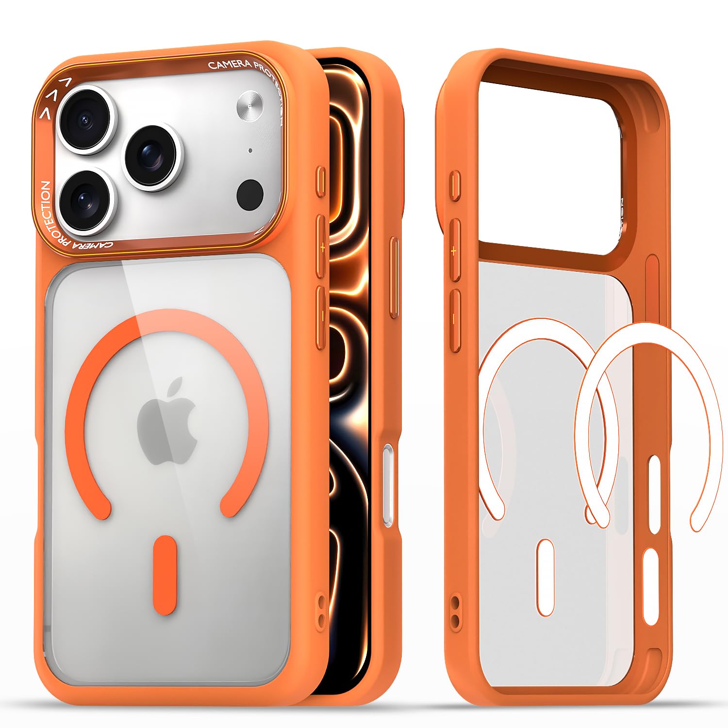Pikkme orange mag-safe mobile back cover for iPhone 17 Pro Max