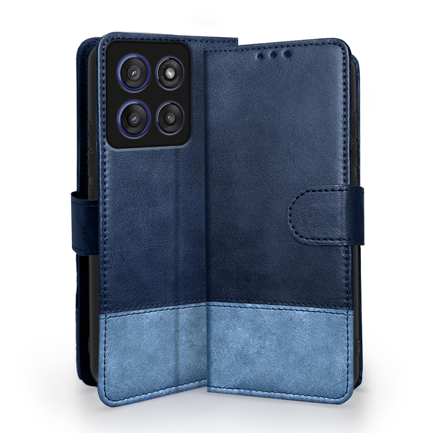 Pikkme Motorola Moto Edge 60 Stylus 5G Contrast Flip Cover (Navy Blue)