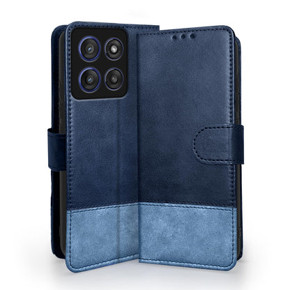 Pikkme Motorola Moto Edge 60 Stylus 5G Contrast Flip Cover (Navy Blue)