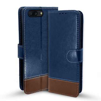 Blue & brown Magnetic mobile flip cover for OnePlus 5 – Pikkme