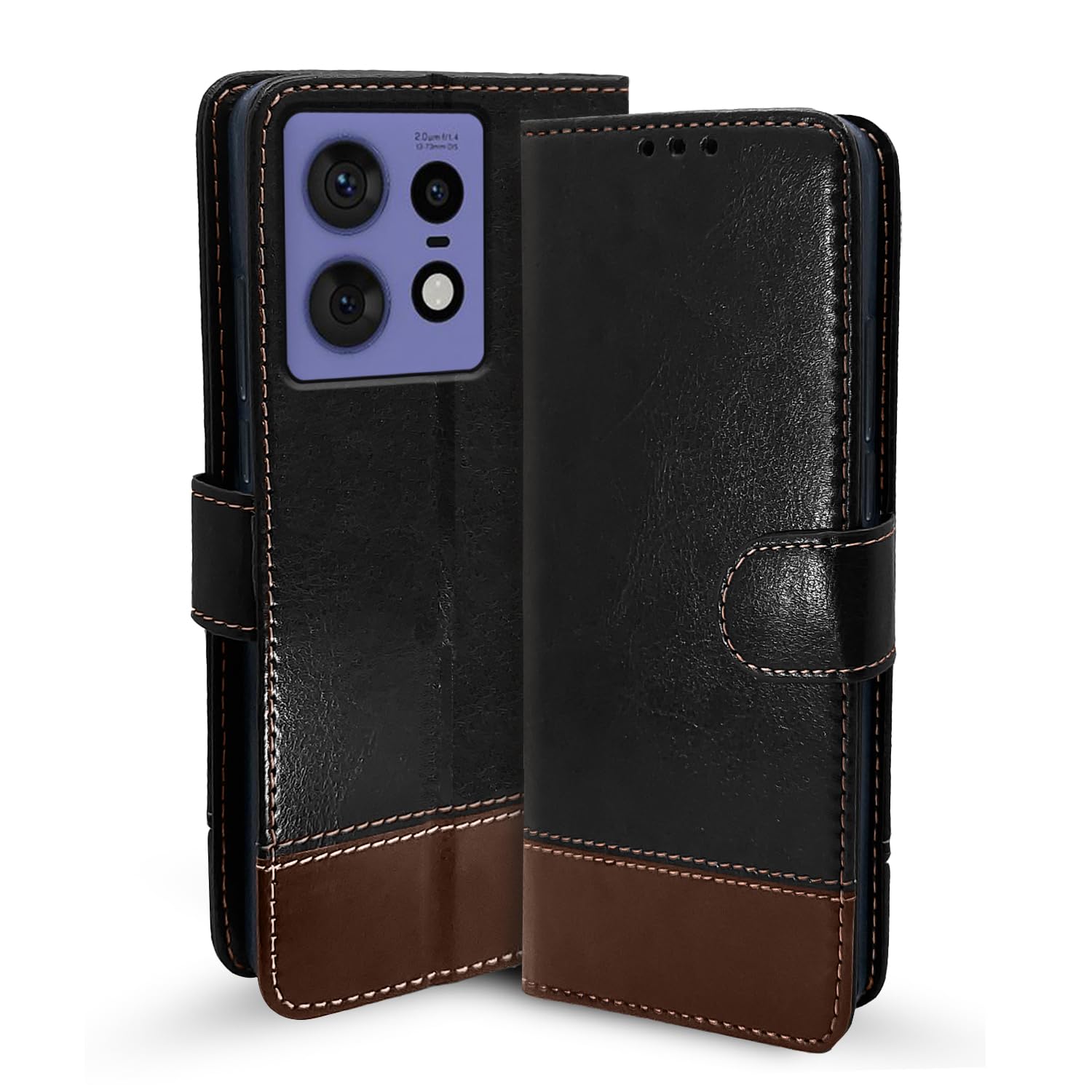 Black & brown mobile flip cover for Moto Edge 50 Pro 5G – Pikkme