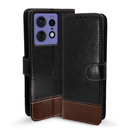 Black & brown mobile flip cover for Moto Edge 50 Pro 5G – Pikkme
