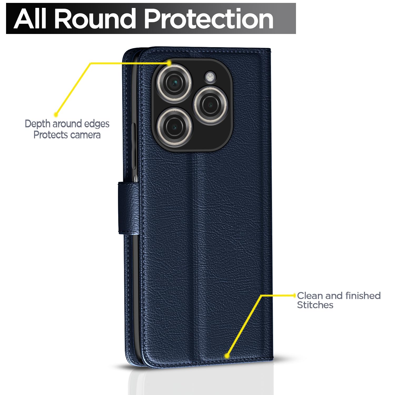 Pikkme Tecno Spark 20 Pro Vintage Flip Cover (Blue)