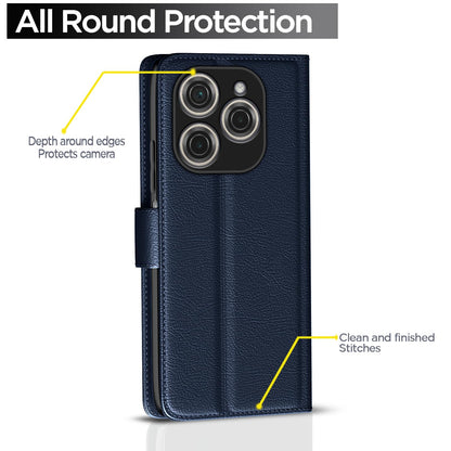 Pikkme Tecno Spark 20 Pro Vintage Flip Cover (Blue)