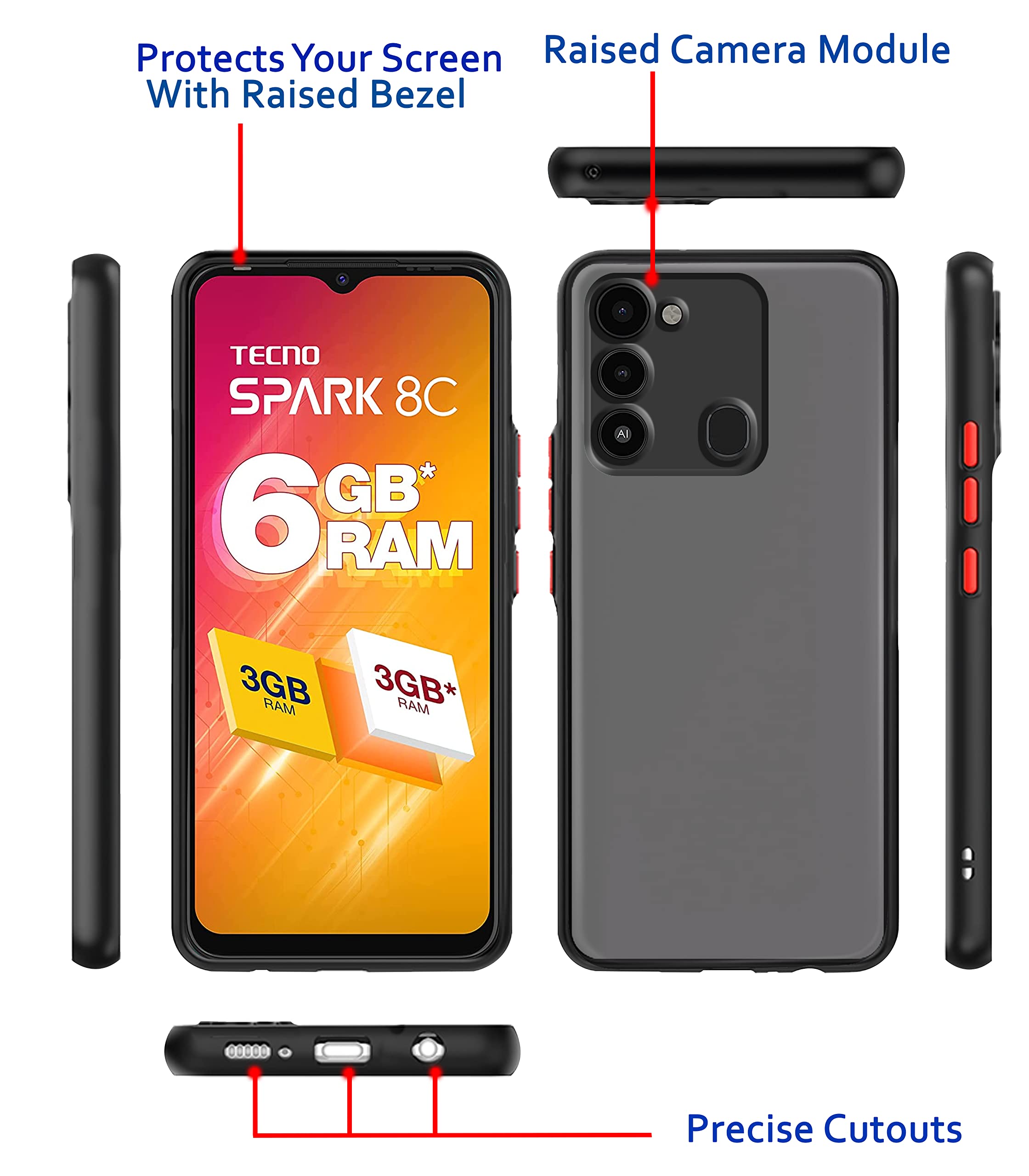 Pikkme Tecno Spark 8c/Spark Go 2022 black mobile back cover – photo 3