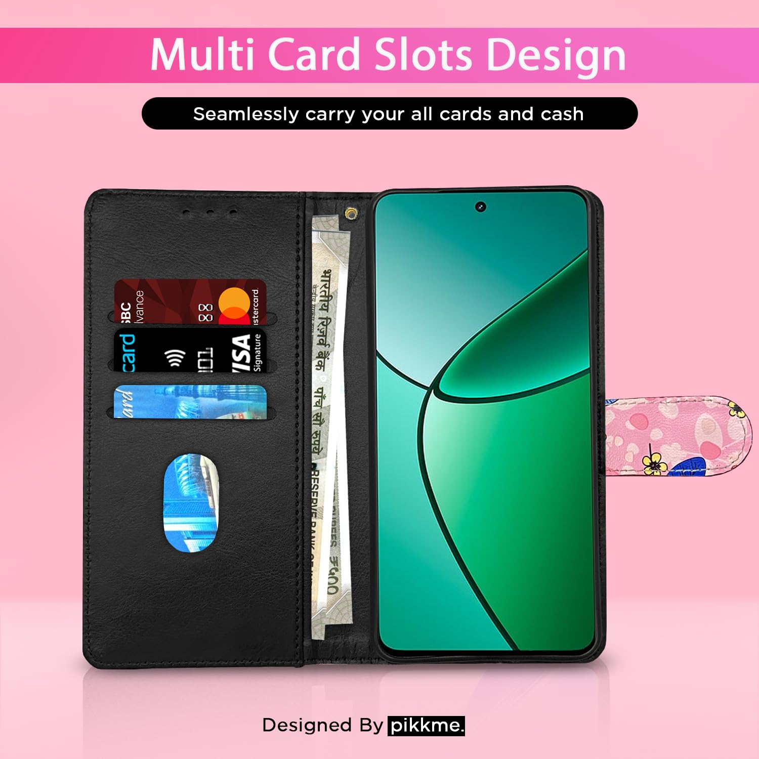 Pikkme Realme 12 Plus/P1/Narzo 70/70 Pro 5G pink flower mobile flip cover – photo 2