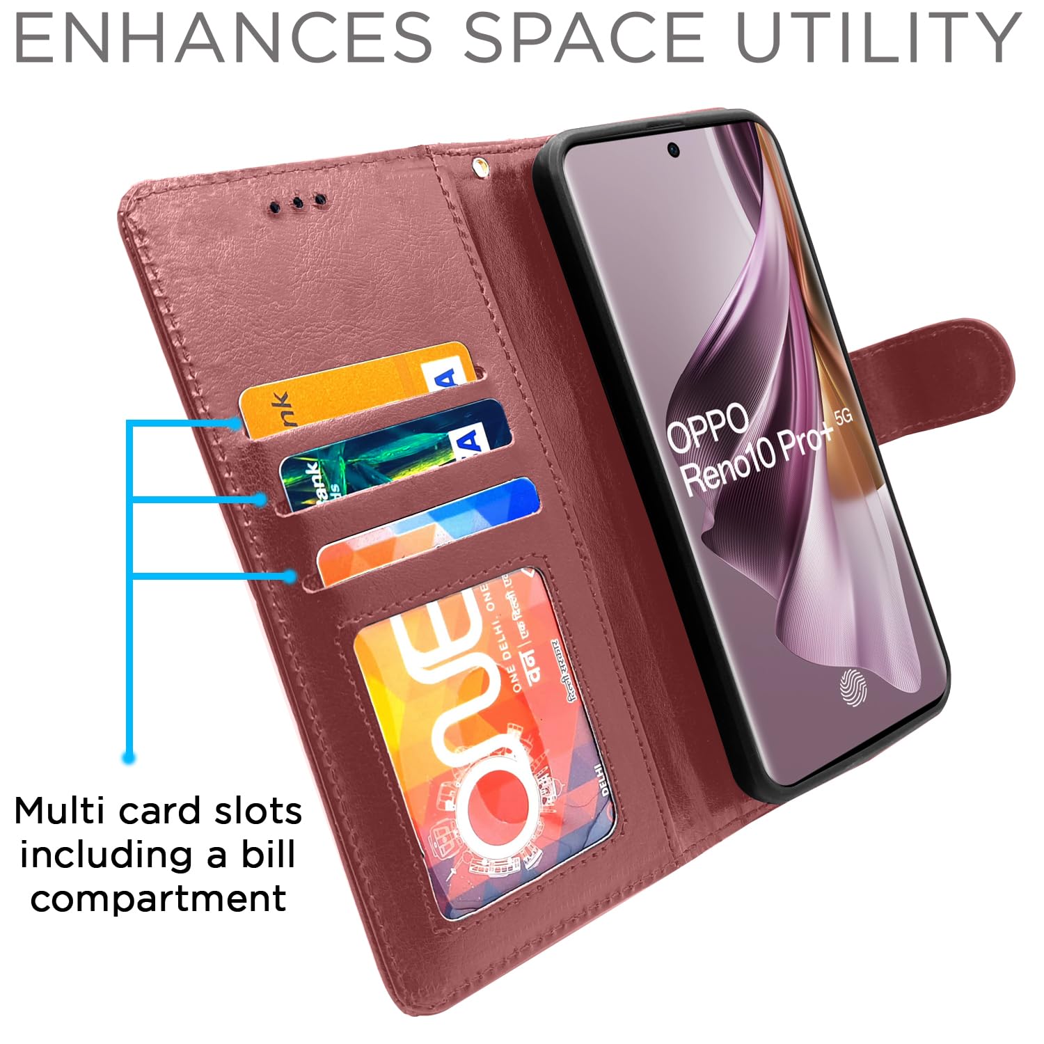 Oppo Reno 10 Pro Plus 5G mobile flip cover in brown by Pikkme – photo 2