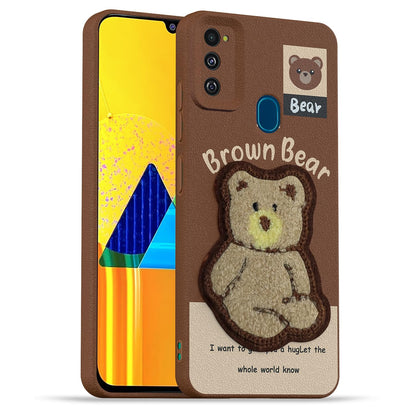 Samsung M30s/M21/M21 2021 Plush Patch phone cover in brown by Pikkme
