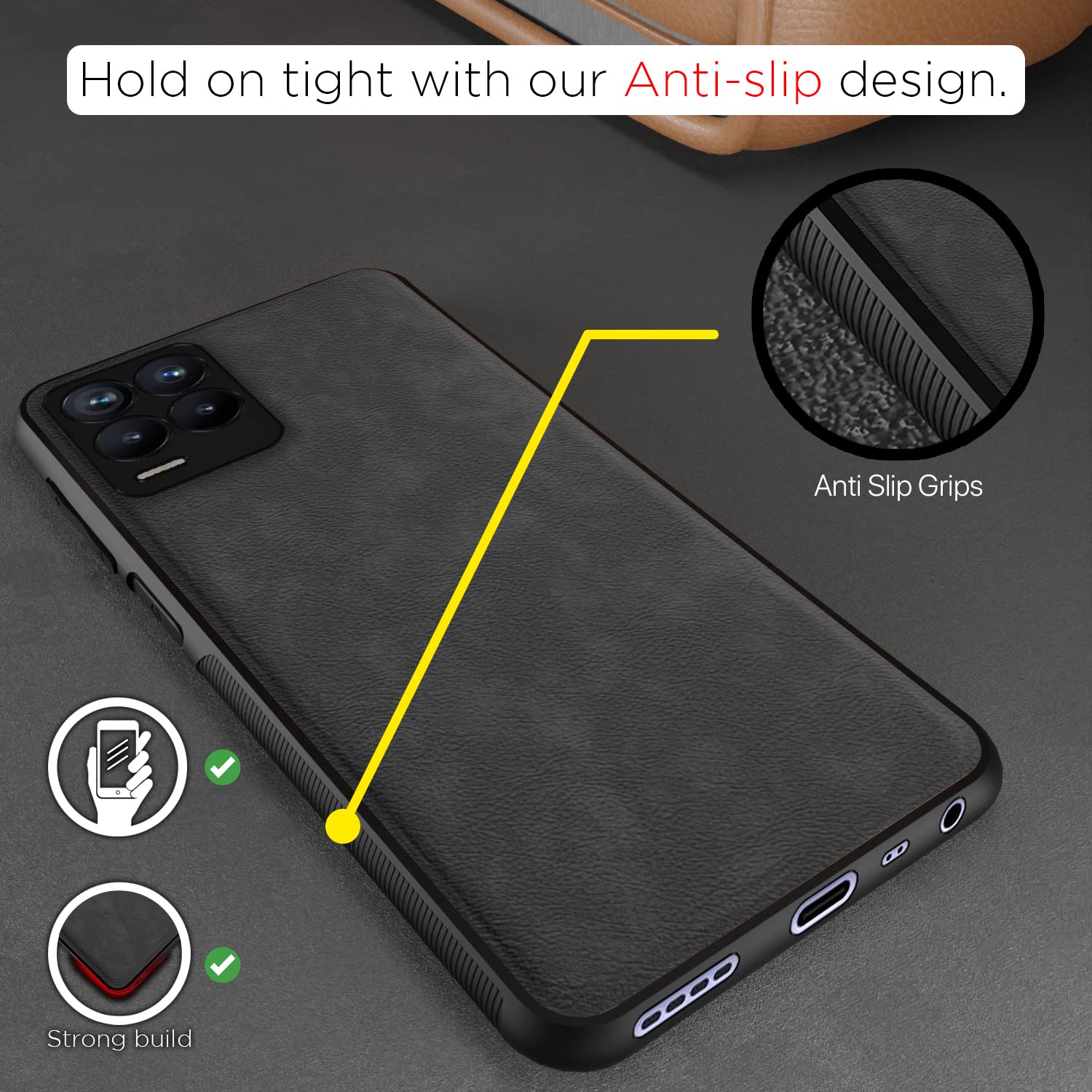 Pikkme Realme 8 4G/8 Pro Leather grey mobile cover – photo 2