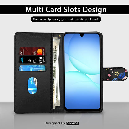 Pikkme Samsung M17/A17/F17 5G Wallet black flower wallet flip cover – photo 2