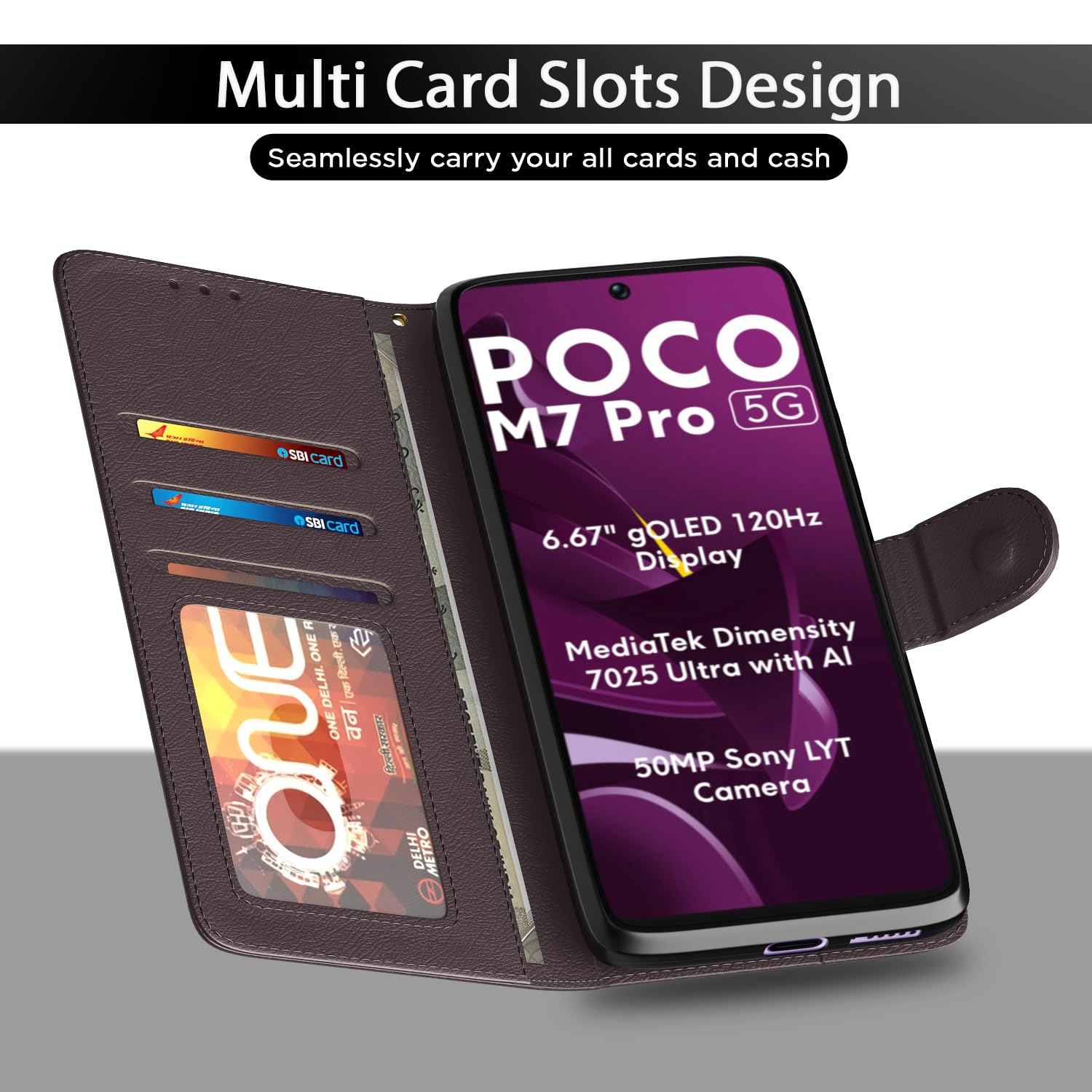 Pikkme coffee Wallet flip case for POCO M7 Pro 5G – photo 5