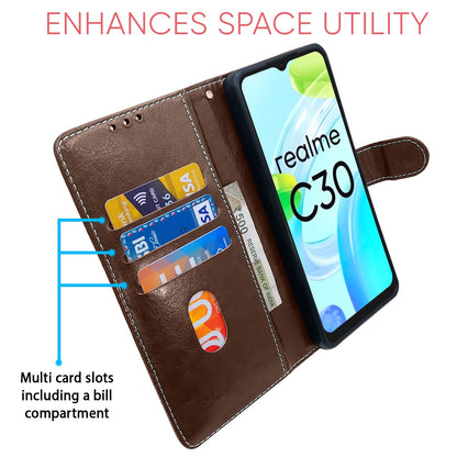 Pikkme Realme C30/Narzo 50i Prime Magnetic brown & coffee flip cover – photo 3