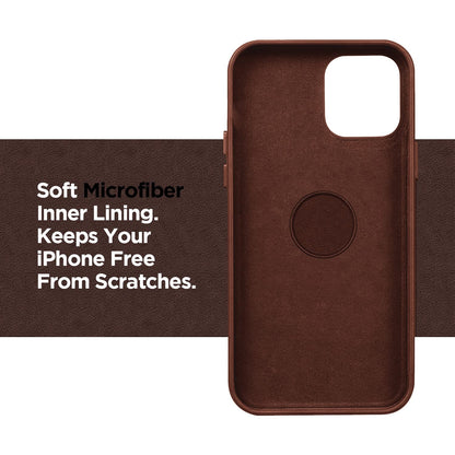 Pikkme iPhone 12/12 Pro Premium Ogleather Back Cover (Umber)