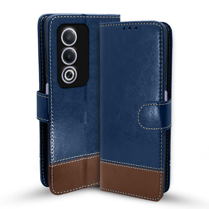 Oppo A3 Pro 5G Magnetic mobile flip cover in blue & brown by Pikkme