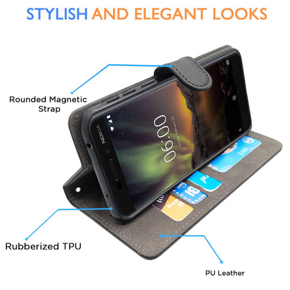 Nokia 6.1 Plus Wallet wallet flip cover in black by Pikkme – photo 5
