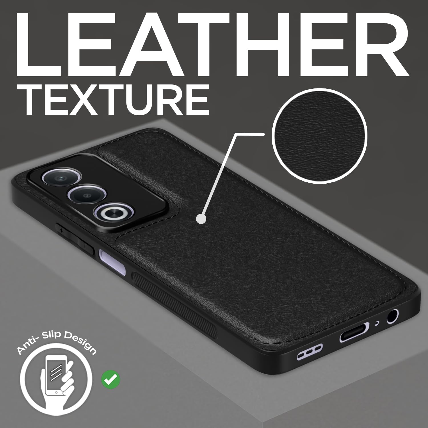 Pikkme  Oppo A3 Pro 5G Leatherback Back Case (Black)
