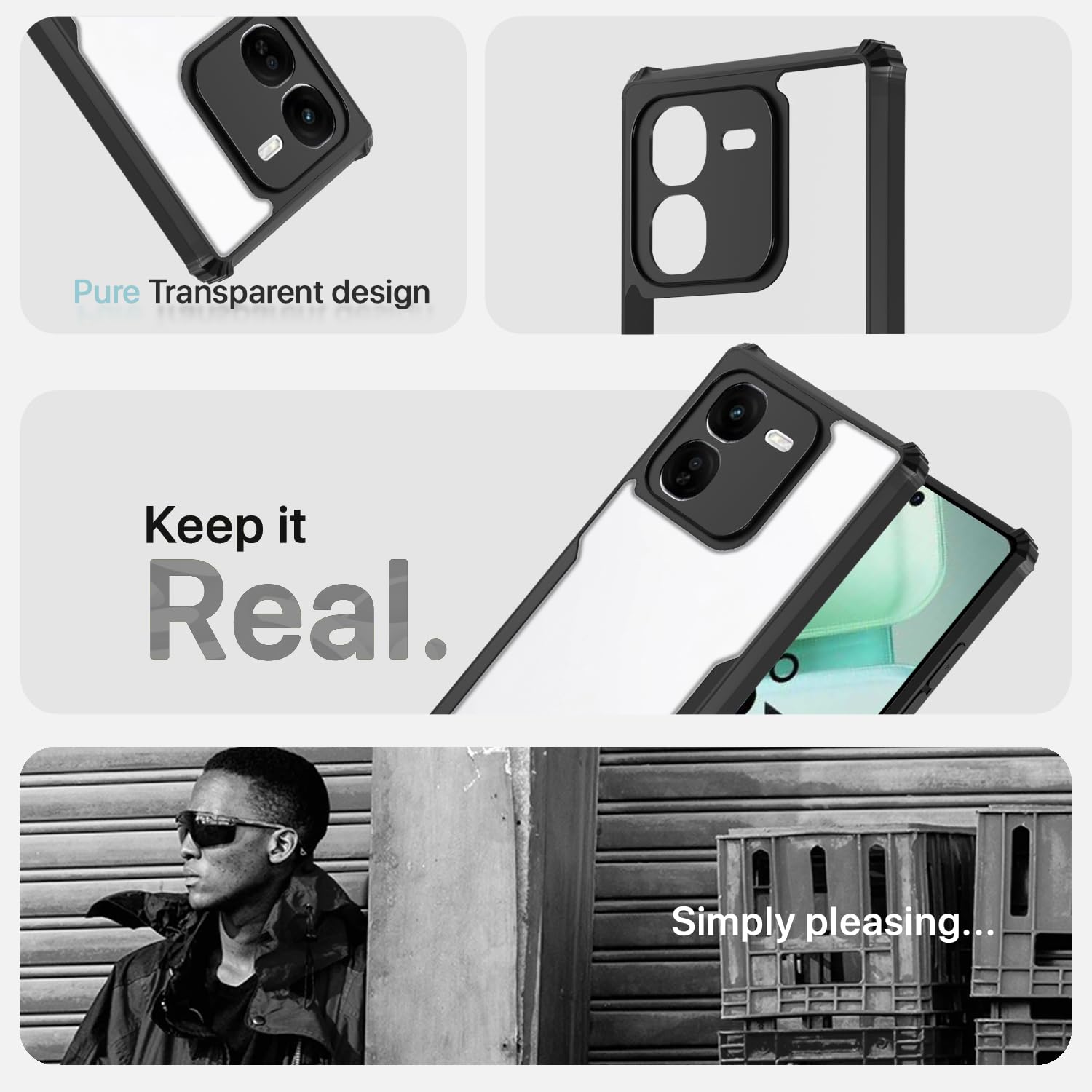 Black Clear mobile back cover for iQOO Z9x 5G – Pikkme – photo 4