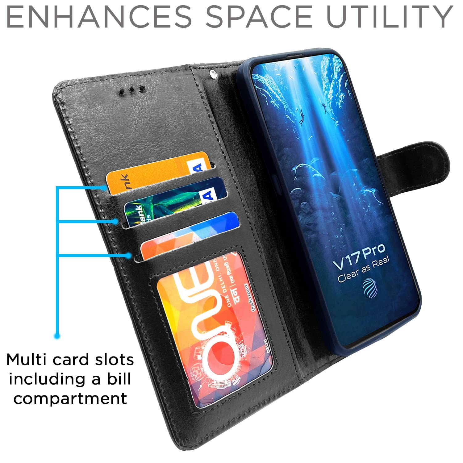 Vivo V17 Pro flip case in black by Pikkme – photo 3