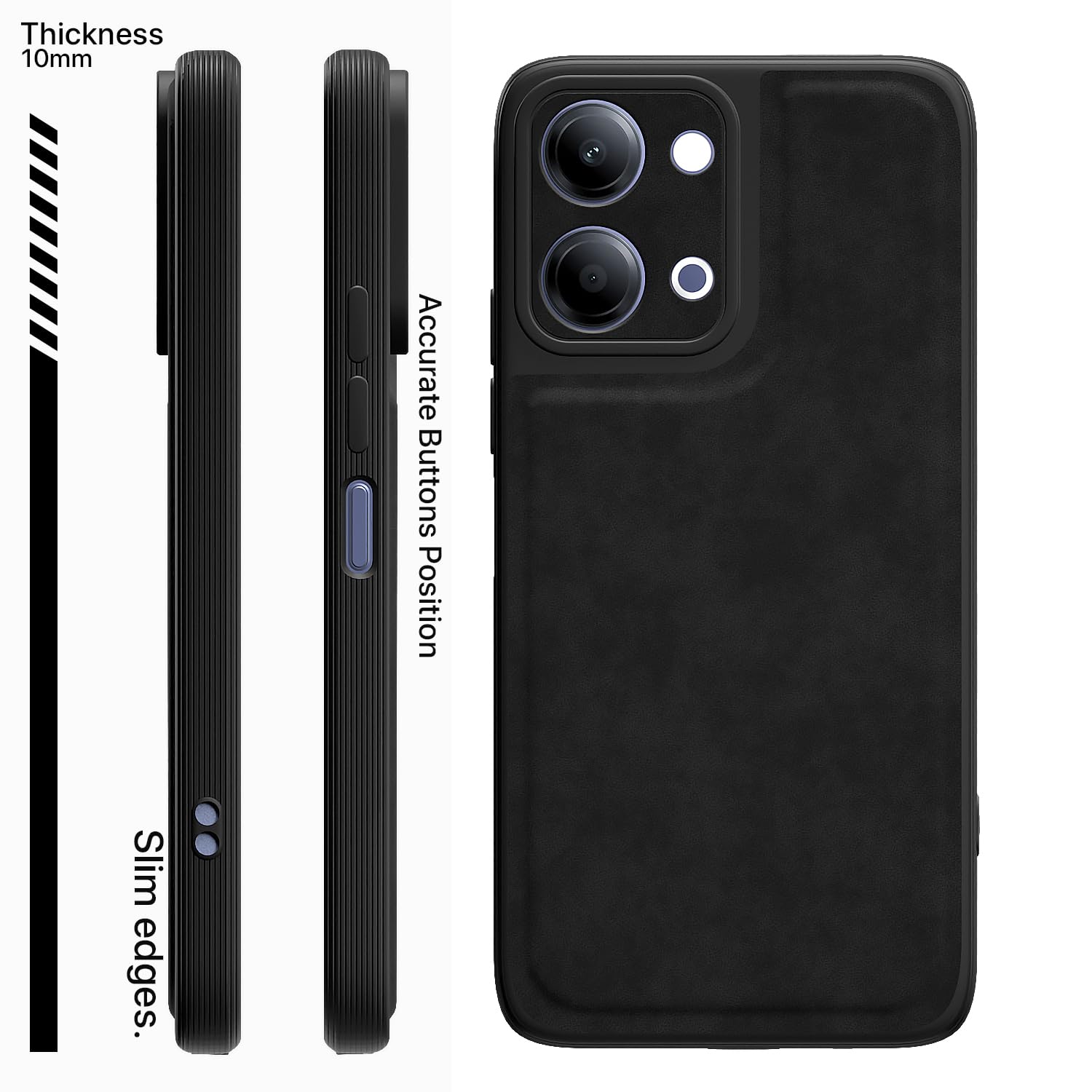 Vivo Y11/T5 Lite 5G Leather phone cover in black by Pikkme – photo 3