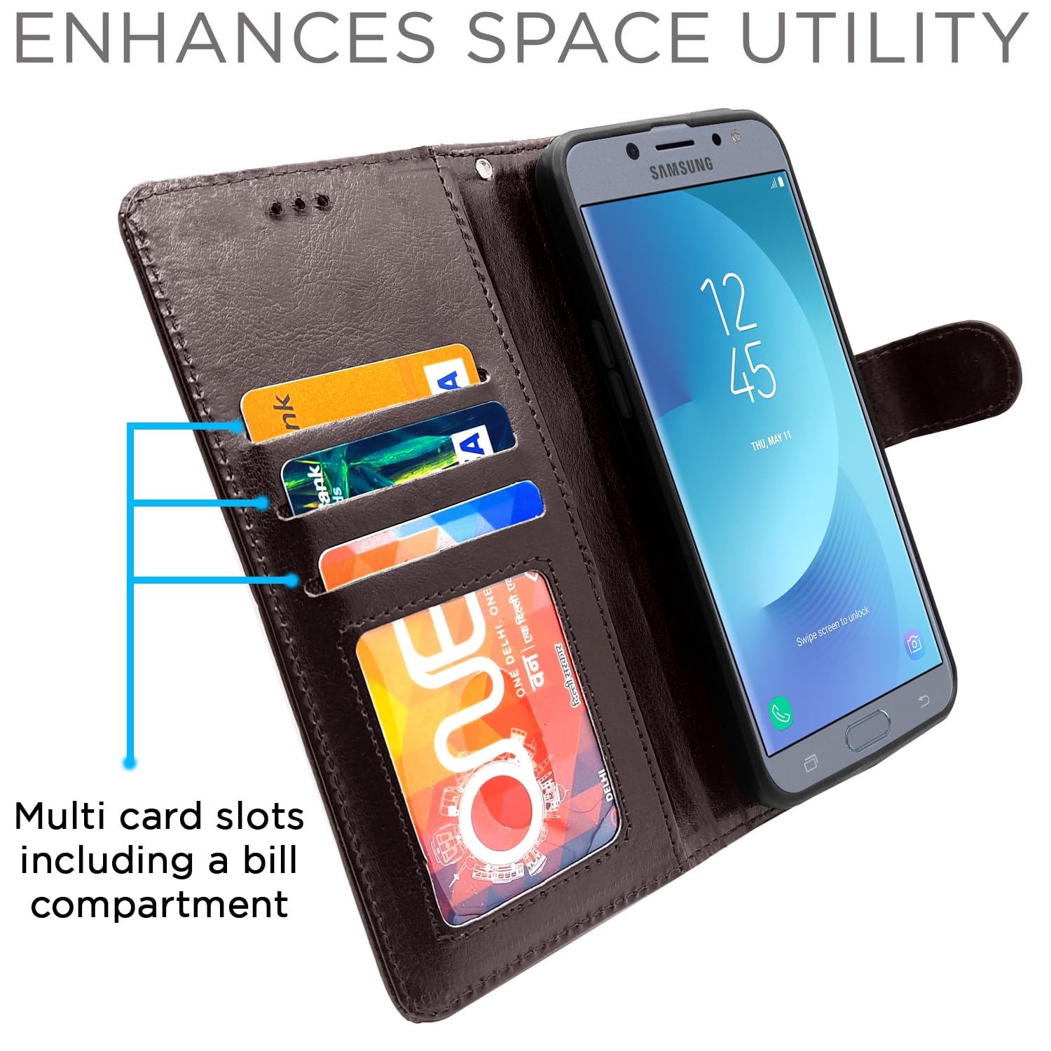 Pikkme Samsung Galaxy J7 Pro Vintage Flip Cover (Coffee)
