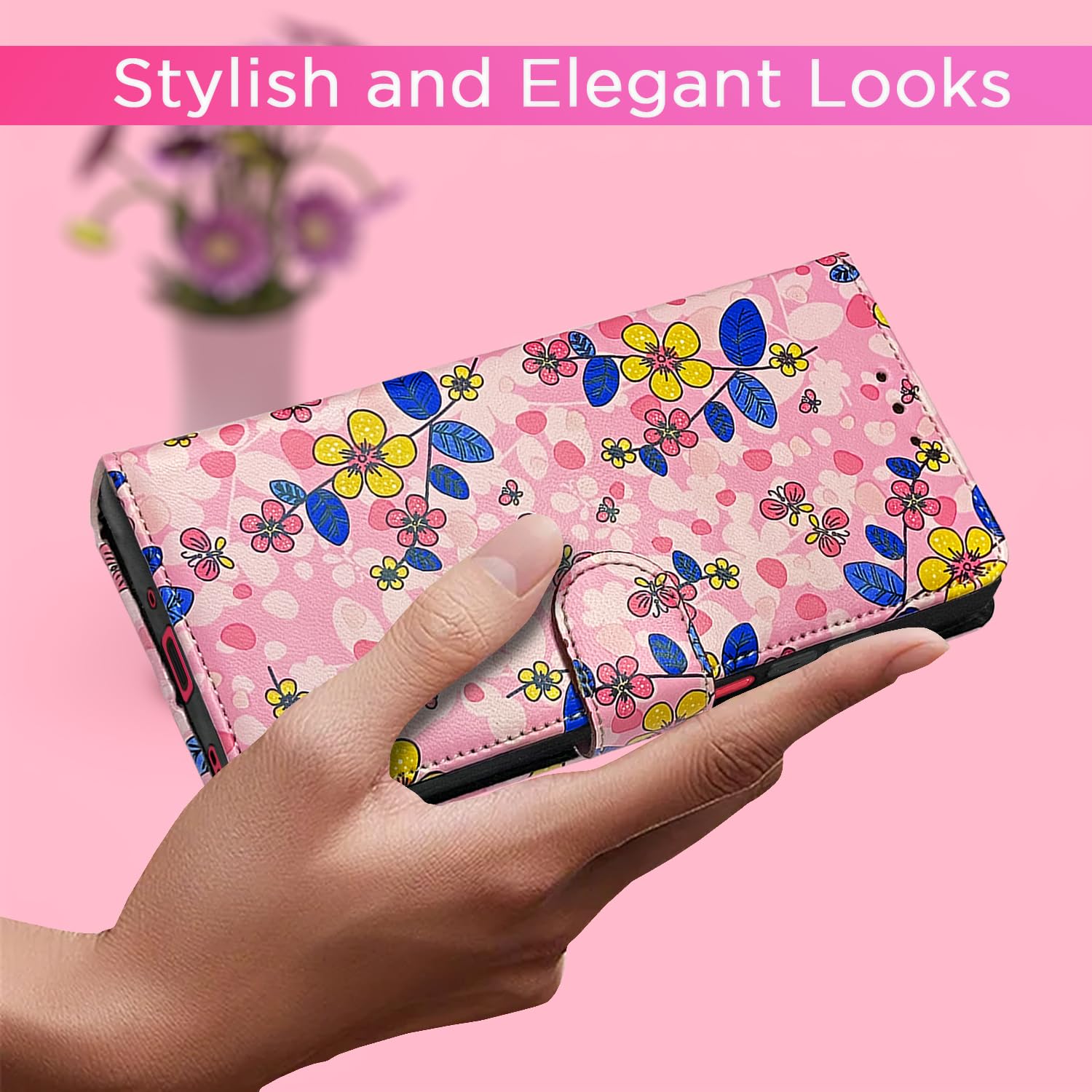 Realme Narzo 80x/P3x/14X 5G Wallet flip case in pink flower by Pikkme – photo 3