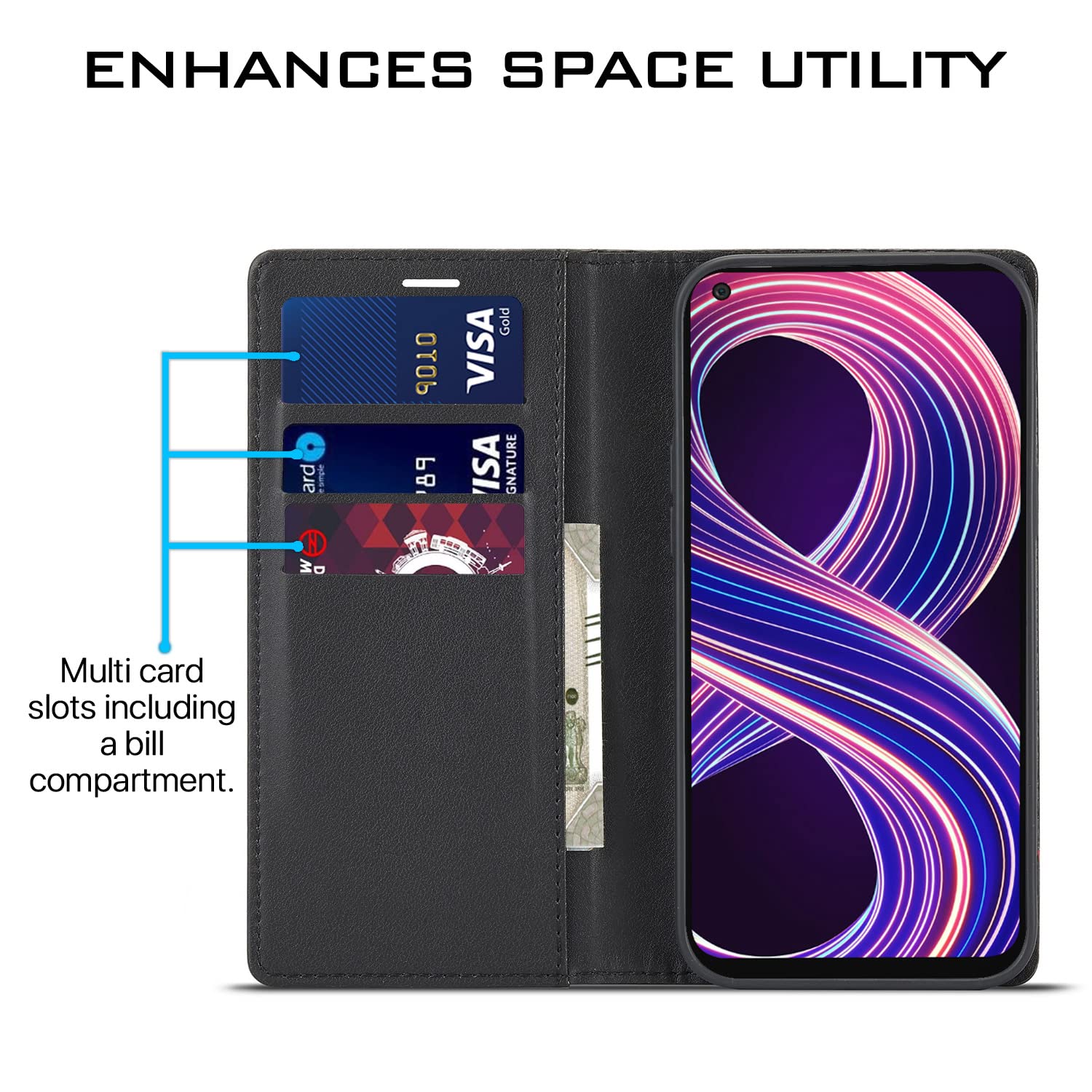 Pikkme Realme 9/8s/8/Narzo 30 5G black flip cover – photo 3