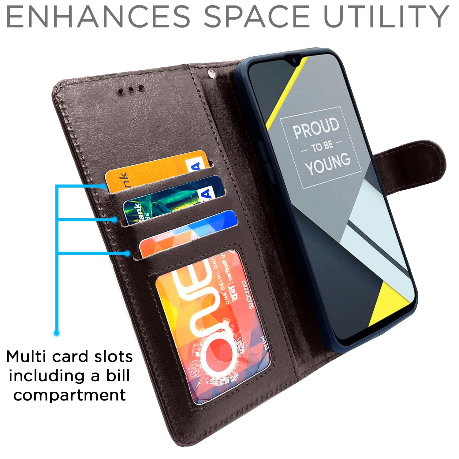 Pikkme Realme C2 Vintage Flip Cover | Coffee