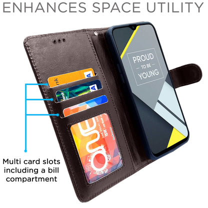 Pikkme Realme C2 Vintage Flip Cover | Coffee
