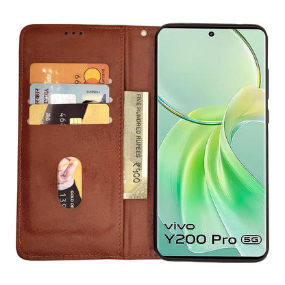 Pikkme Vivo Y200 Pro 5G Magnet Flip Cover (Brown)