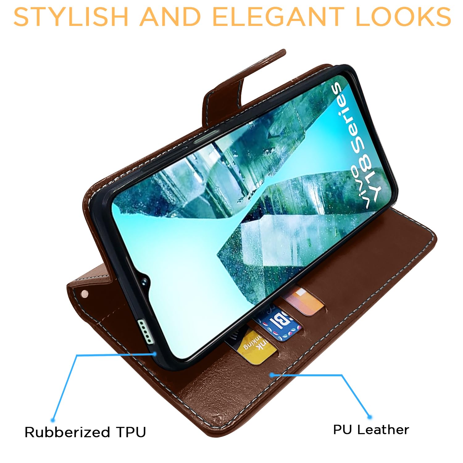 Pikkme brown & coffee wallet flip cover for iQOO Z9 Lite 5G/Vivo T3 Lite 5G/Vivo Y18/Y18e/Y03 – photo 5