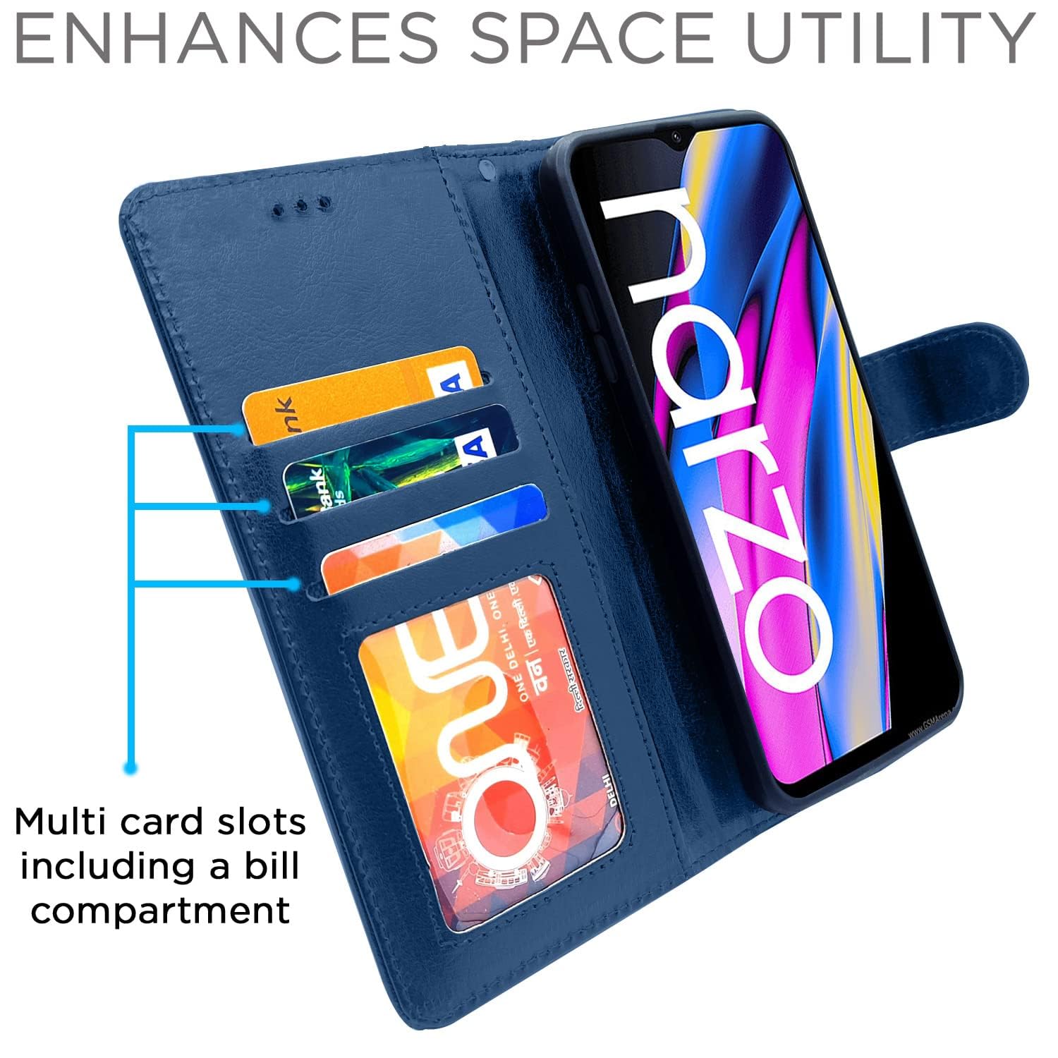 Blue Wallet mobile flip cover for Realme Narzo 50A Prime – Pikkme – photo 3