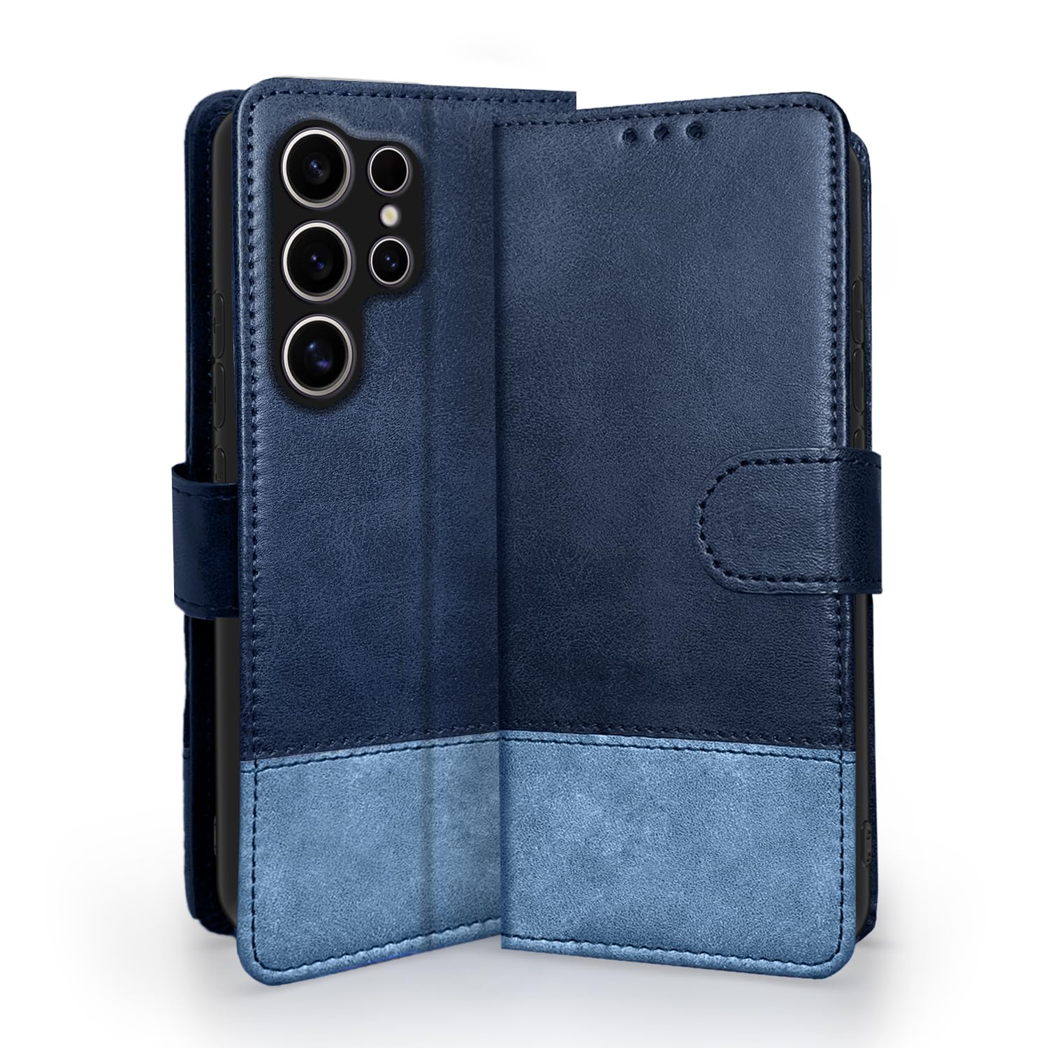 Pikkme Samsung Galaxy S24 Ultra 5G Contrast Flip Cover (Navy & Light Blue)