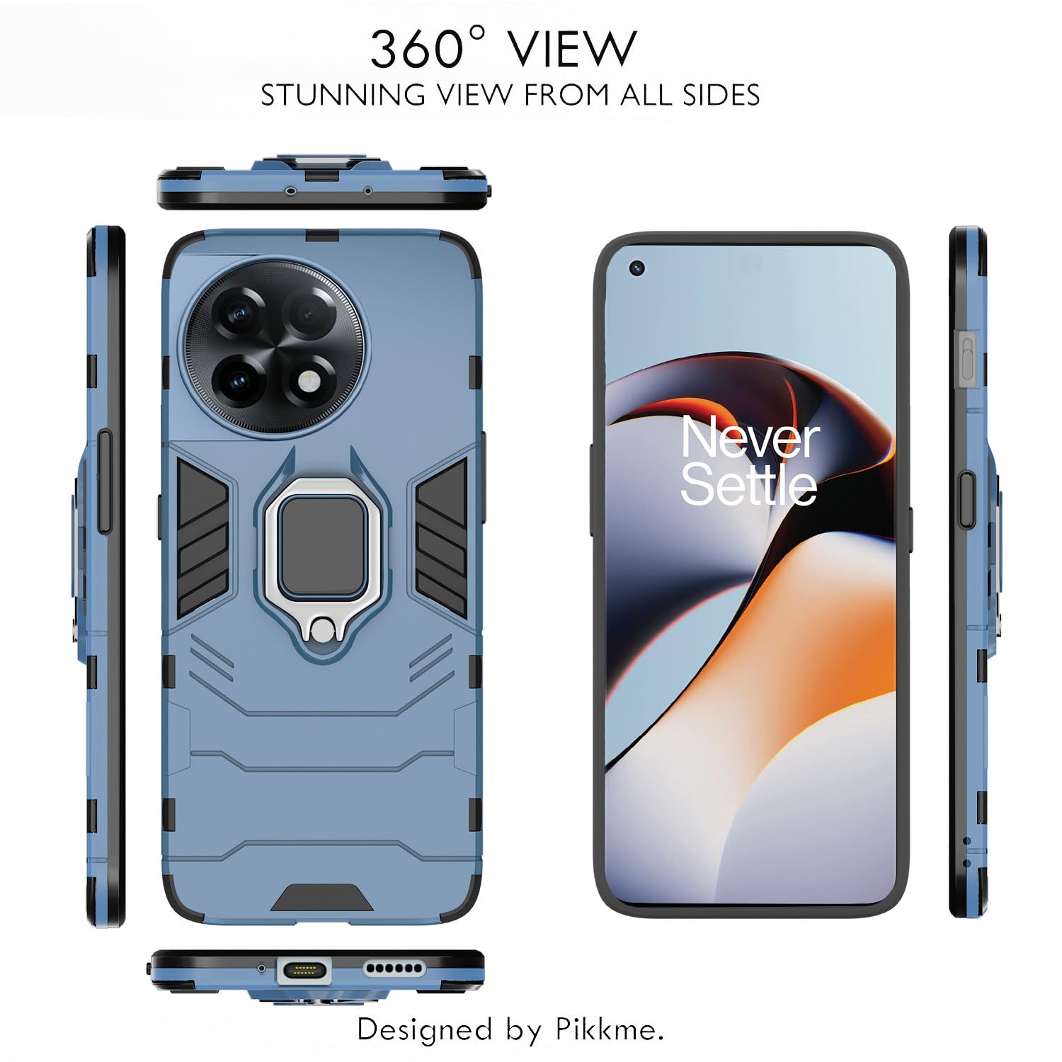 Pikkme OnePlus 11 5G D5 Tough Armor Back Cover | Blue
