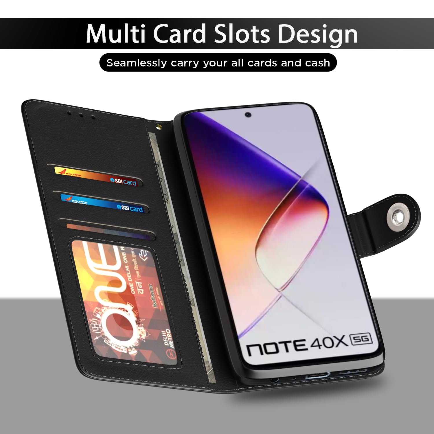 Pikkme Infinix Note 40X 5G Button black flip case – photo 5