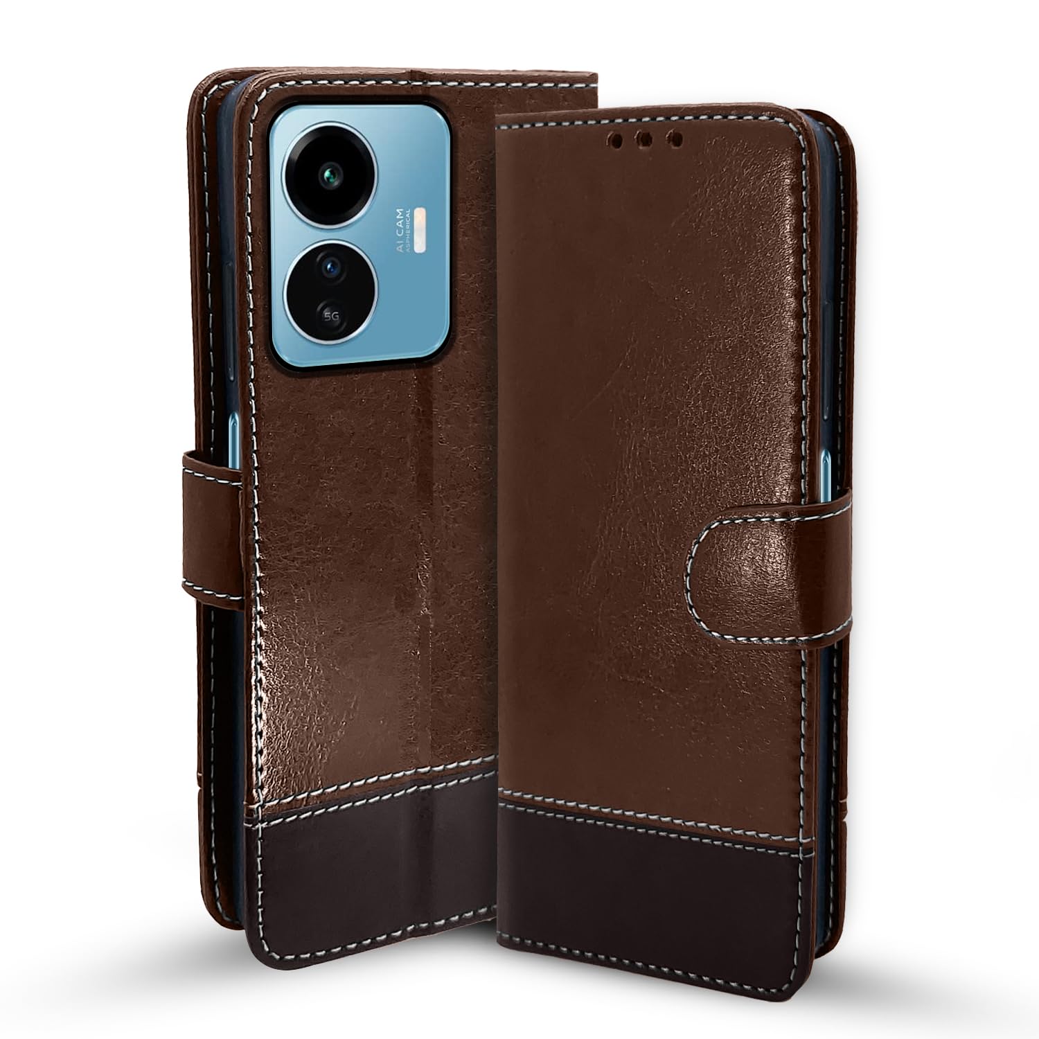 iQOO Z6 Lite 5G Magnetic flip cover in brown & coffee by Pikkme