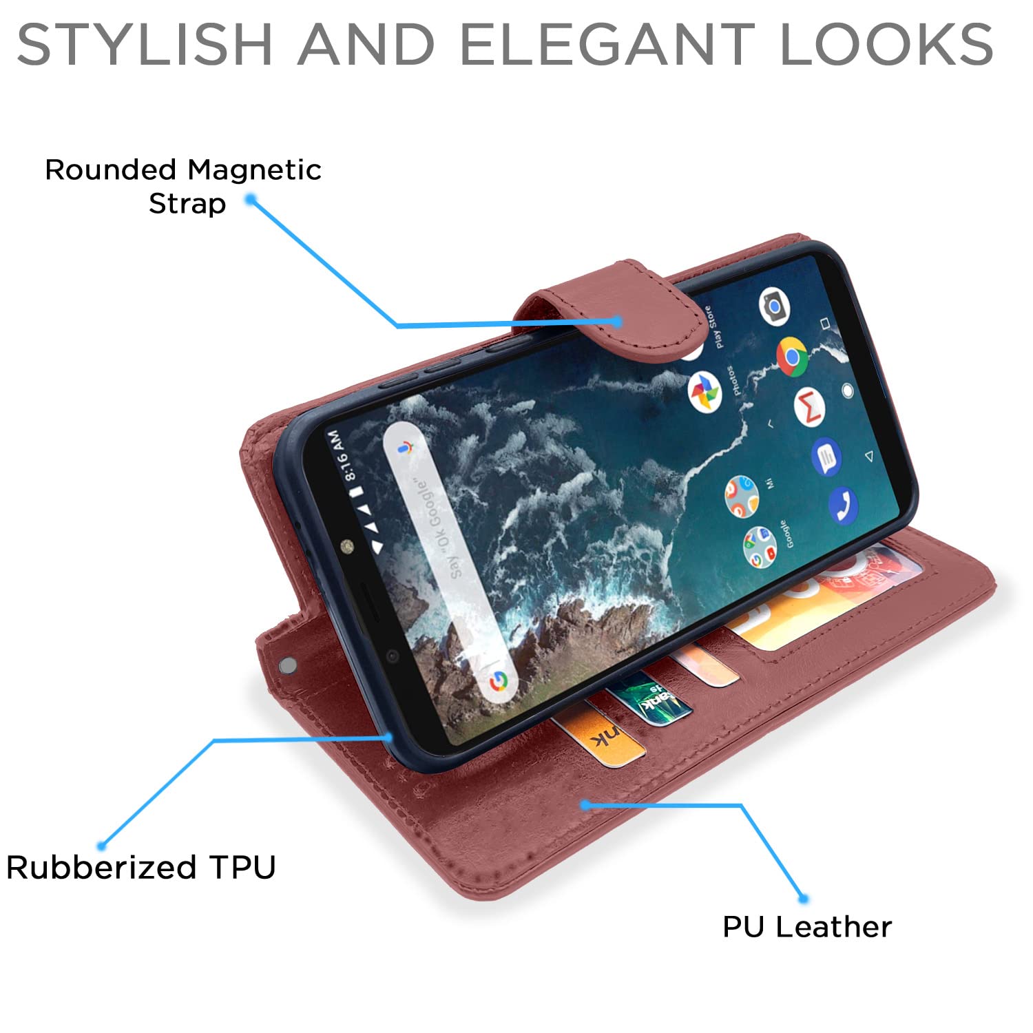 Pikkme Mi A2 Vintage Flip Cover (Brown)