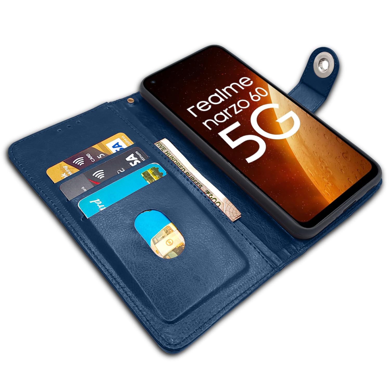 Pikkme Realme Narzo 60 5G Button blue flip cover – photo 3