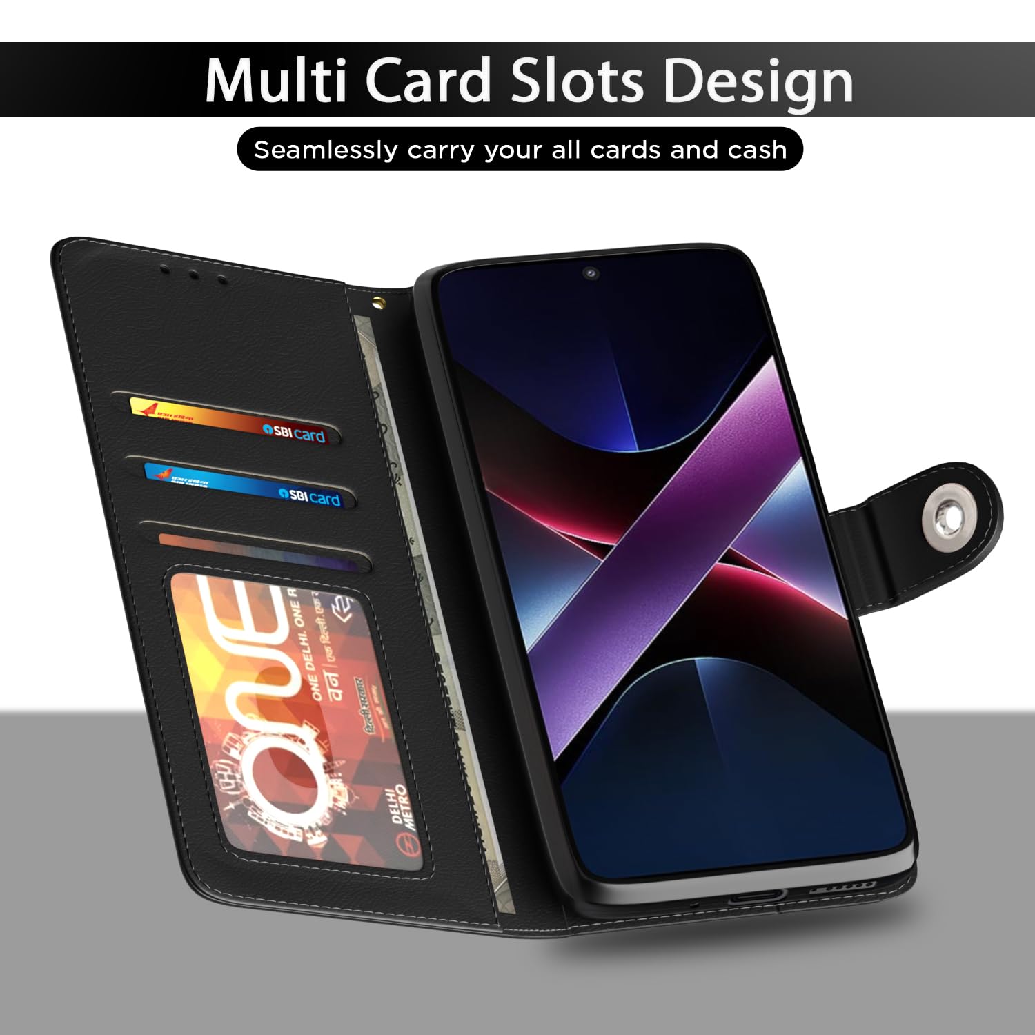 Black Button flip cover for POCO X7 Pro 5G – Pikkme – photo 5